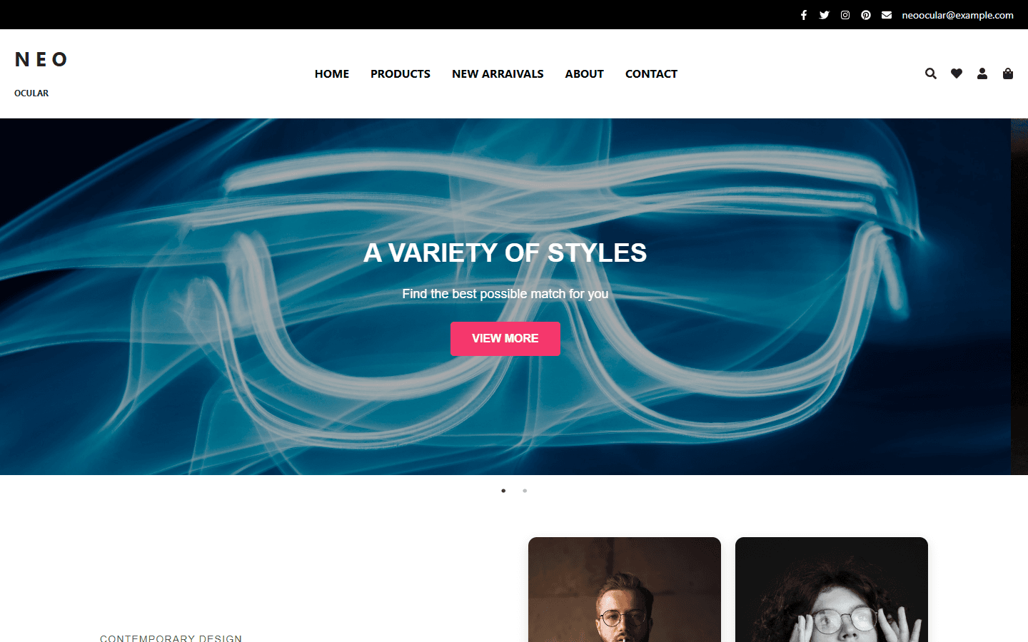 Contemporary eyewear catalog & prescription lens platform.
